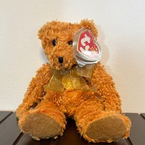 Ty Orange Teddy Bear with Gold Bow